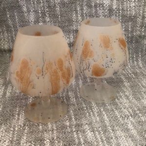 Vintage satin glass hand painted brandy snifter